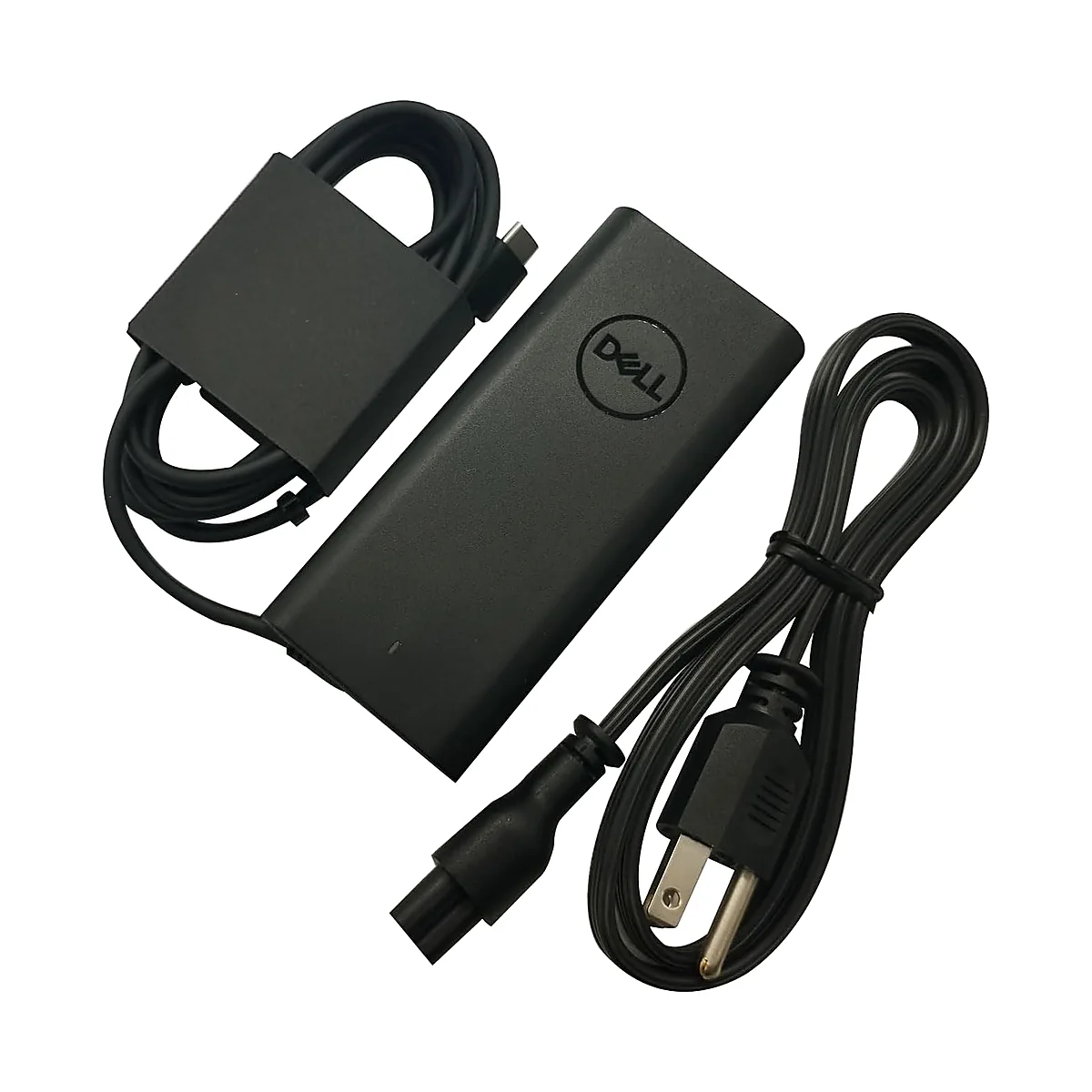 Cargador Dell USB-C de 65 W original modelo 450-BFWZ WMDHR en color negro con cable USB-C y cable de corriente