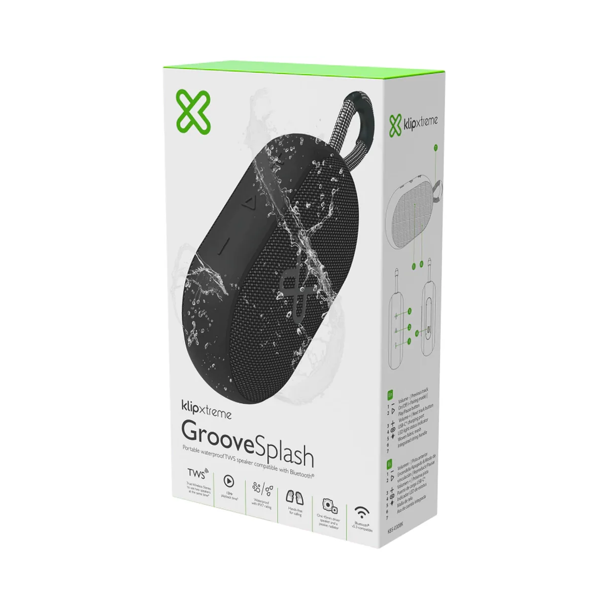 Parlante Bluetooth Klip Xtreme GrooveSplash 6 W Negro KBS-030BK - Imagen 2