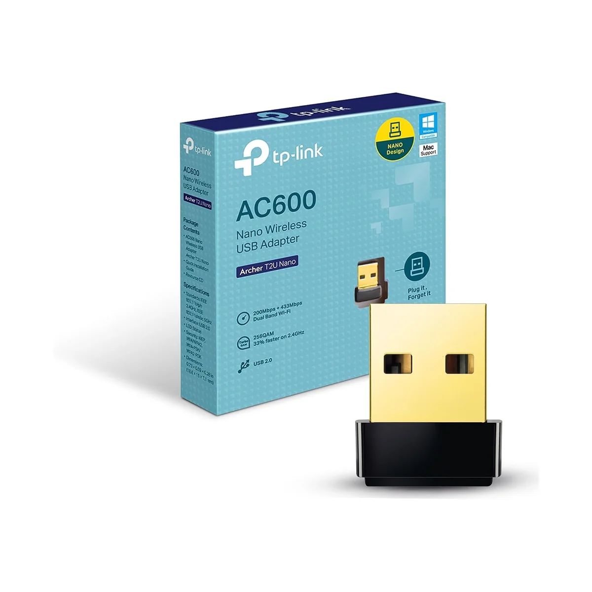 Adaptador Wi-Fi USB TP-Link Archer T2U Nano AC600 doble banda
