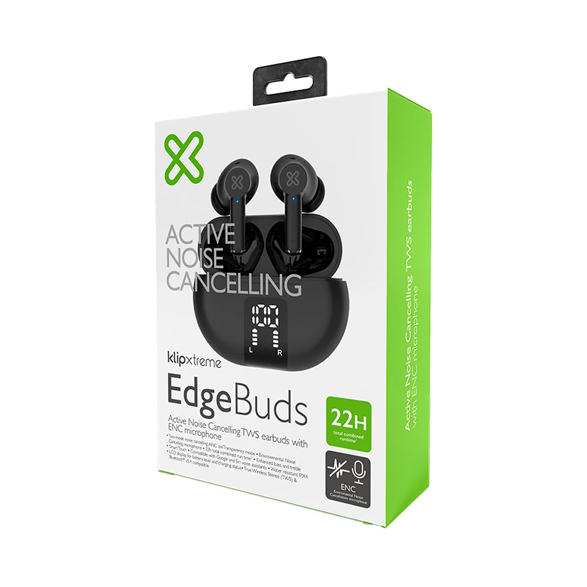 Audífonos TWS Klip Xtreme EdgeBuds ANC Negro KTE-755BK - Imagen 2
