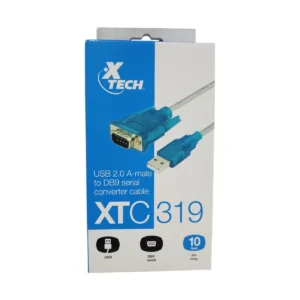 Adaptador Xtech XTC-319 USB-A a serial DB9 de 3 metros azul y transparente