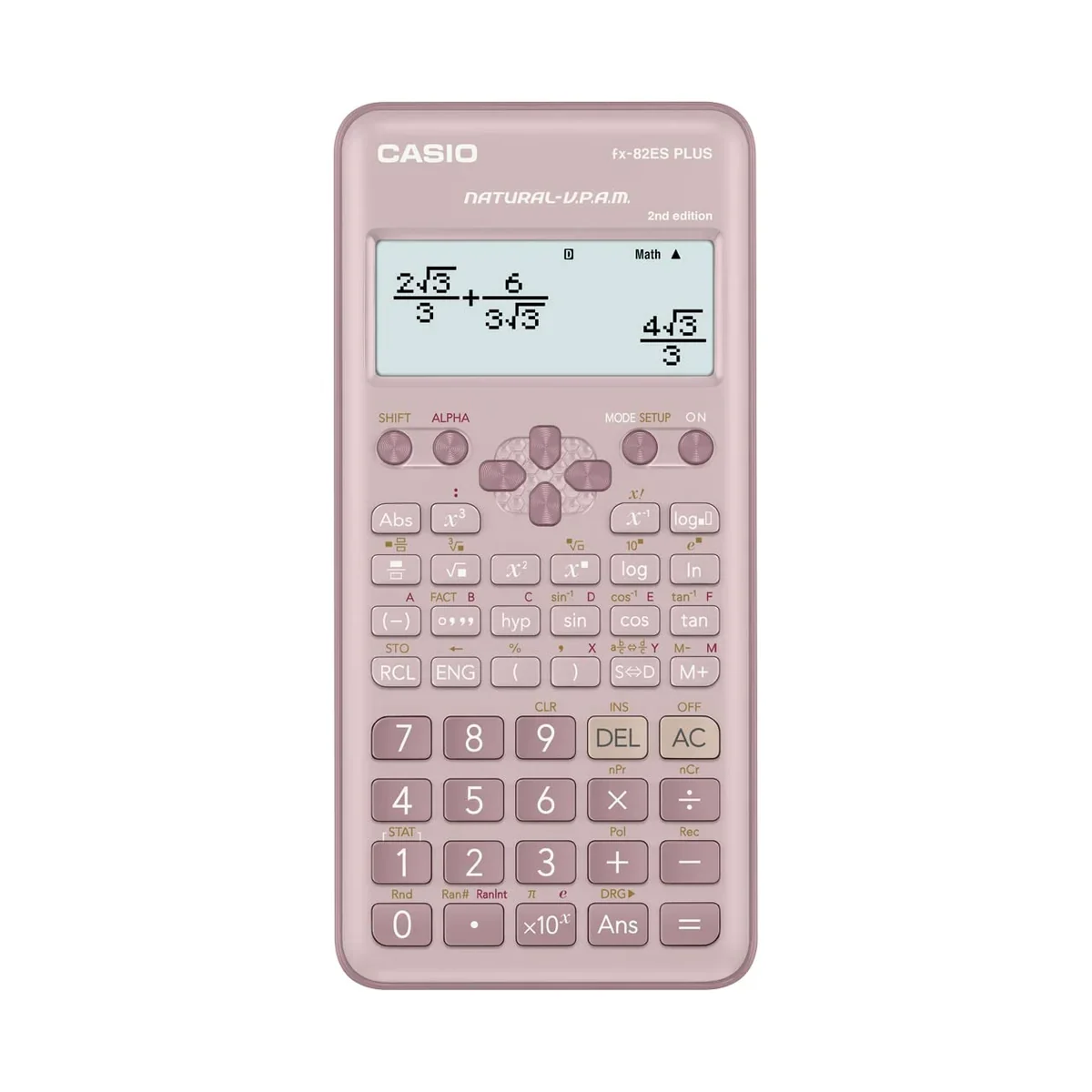 Calculadora científica Casio fx-82ES PLUS-2PK rosada de 252 funciones