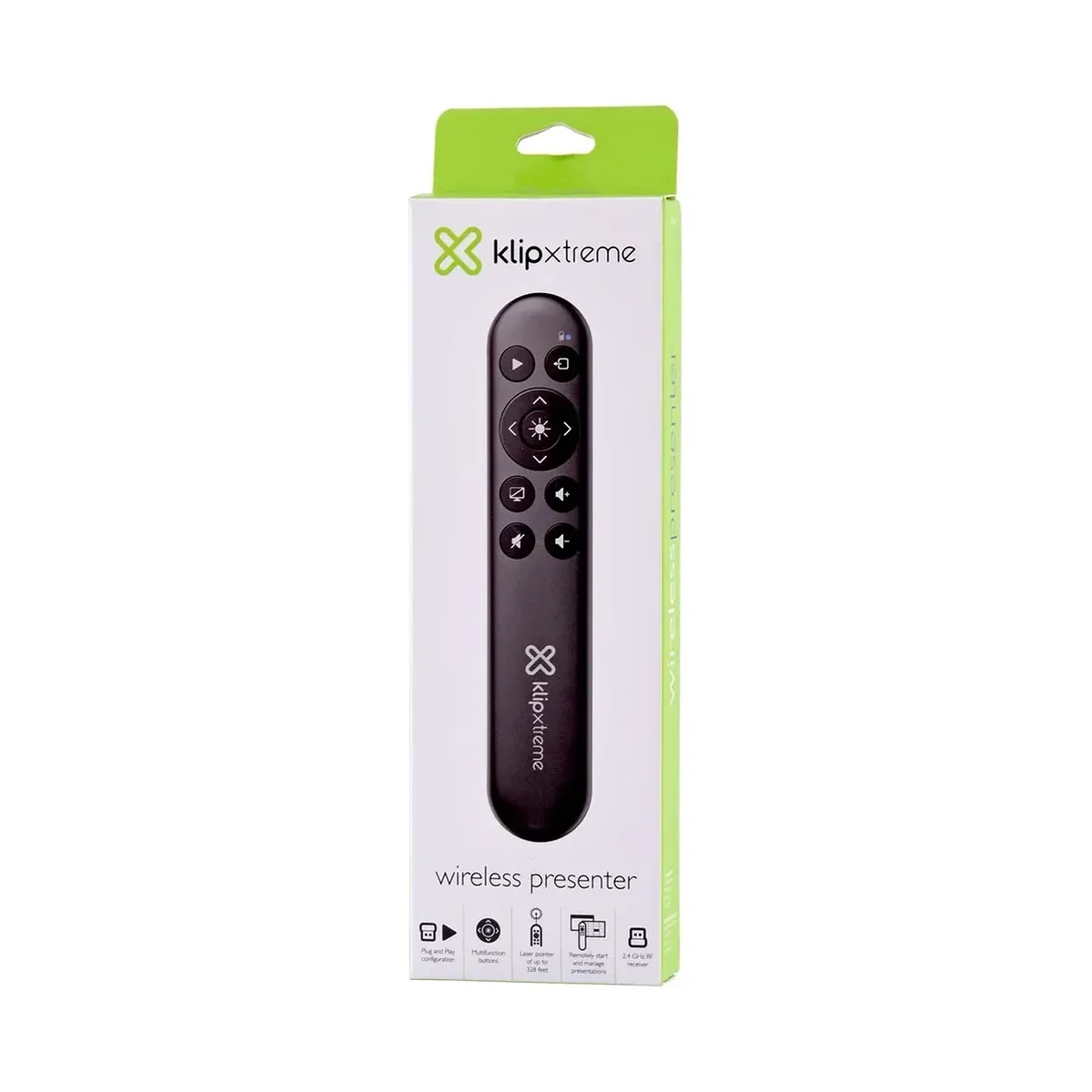 Presentador inalámbrico Klip Xtreme KPP-003 negro con receptor USB y puntero láser rojo