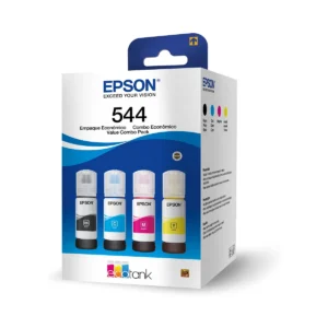 Pack original Epson T544520-4P con cuatro botellas de tinta negro, cian, magenta y amarillo
