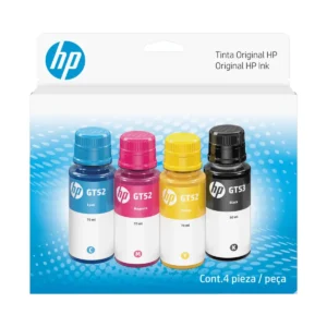 ack original HP GT53/GT52 9F3N4AL con botellas negra, cian, magenta y amarilla